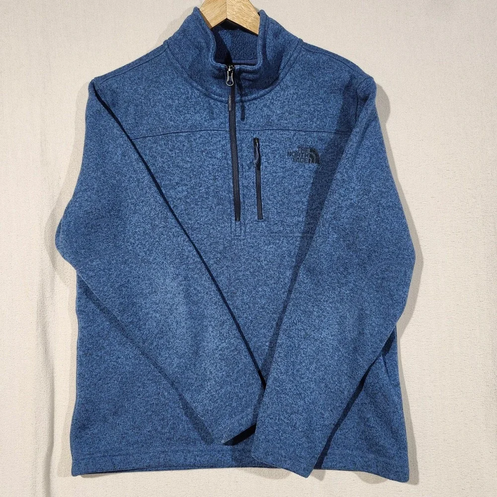 The North Face Gordon Lyons Mens Blue Heather 1/4 Zip Fleece Pullover Large